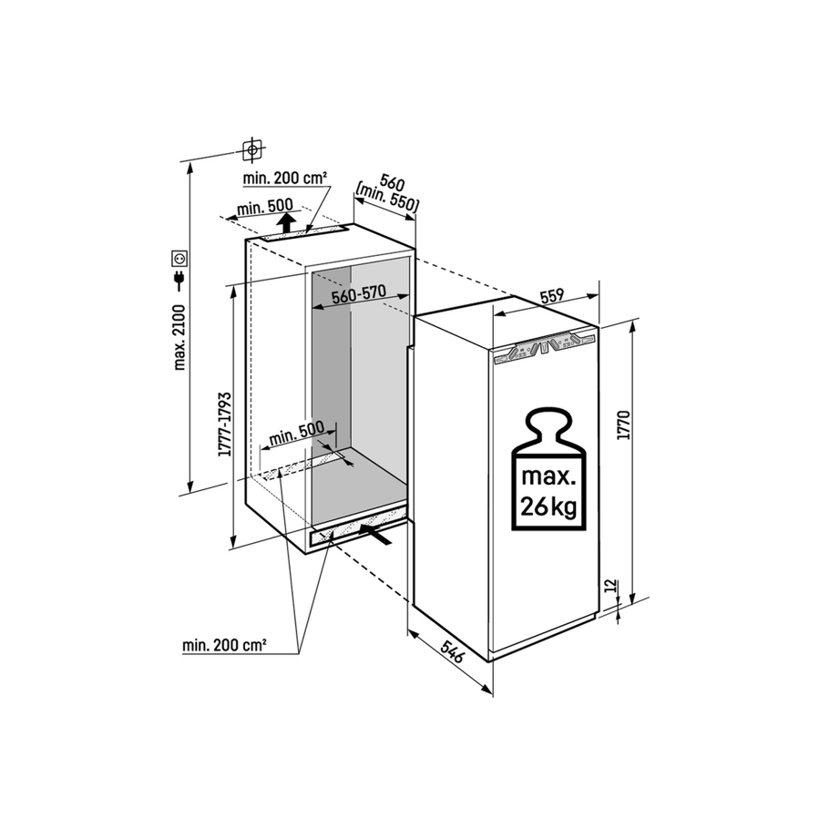 Ugradbeni hladnjak Liebherr IRBAc5171 Peak BioFreshPro AutoDoor WiFi lijevo otv.