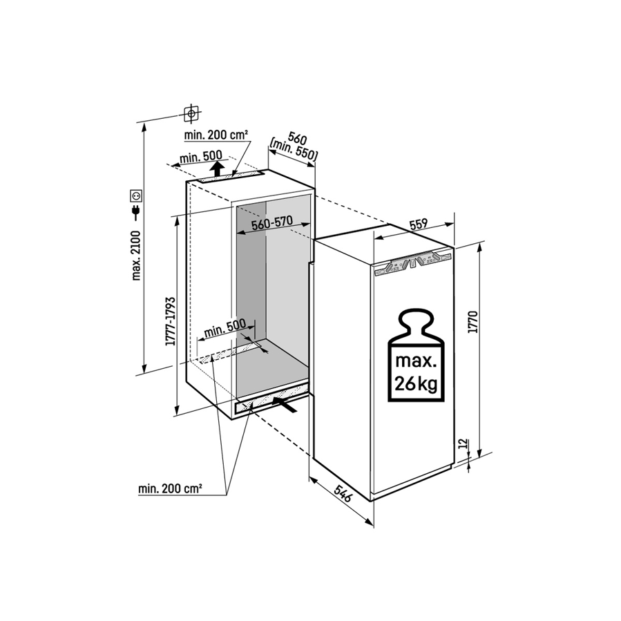 Ugradbeni hladnjak Liebherr IRBAc5171 Peak BioFreshPro AutoDoor WiFi desno otv.