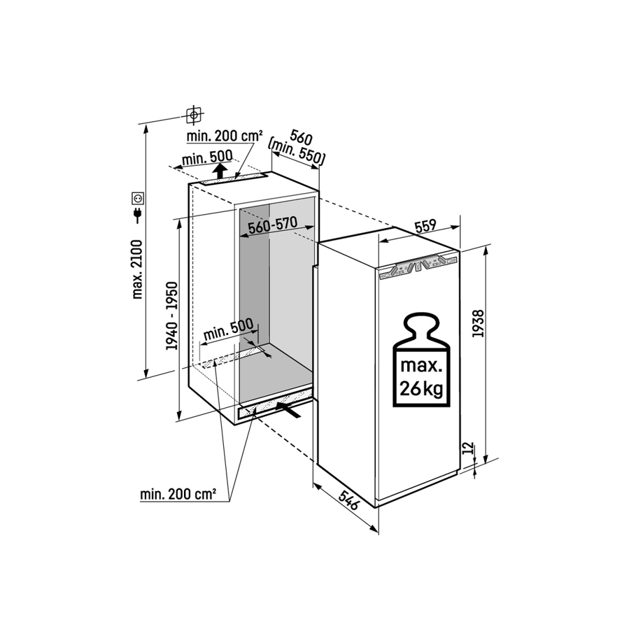 Ugradbeni hladnjak Liebherr IRBci5620 Plus BioFresh SoftClosing WiFi 194cm