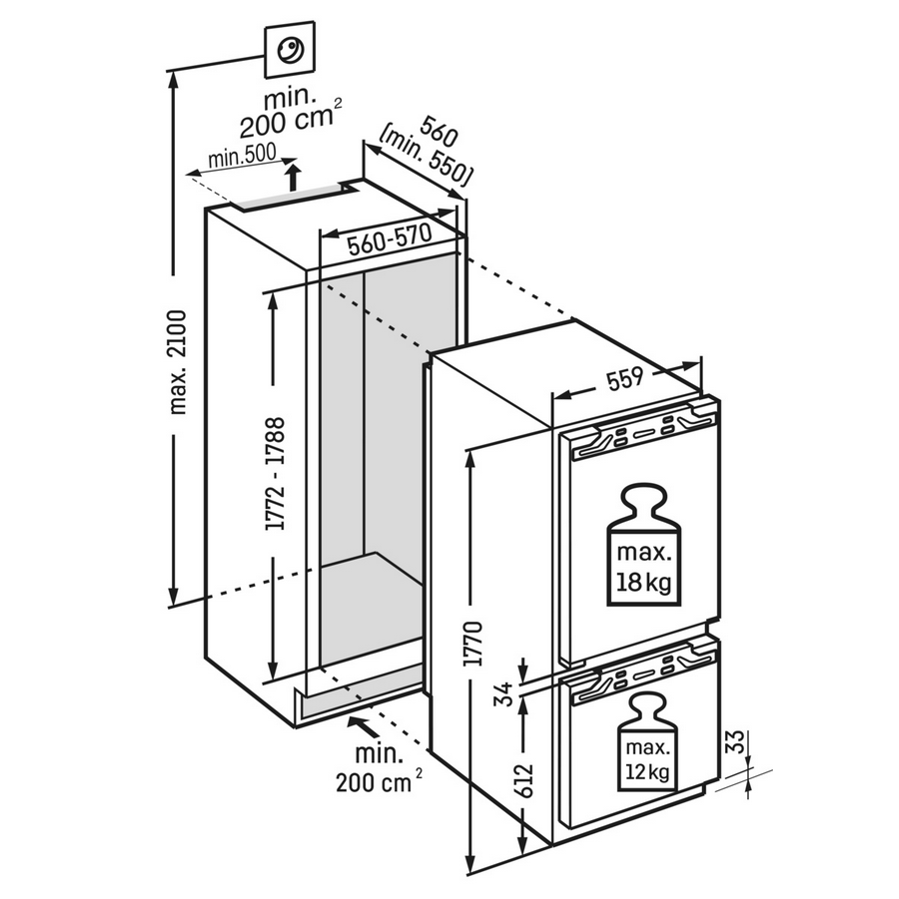 Ugradbeni hladnjak Liebherr IRCe5121 Plus SoftClosing + podrum 6-14°C