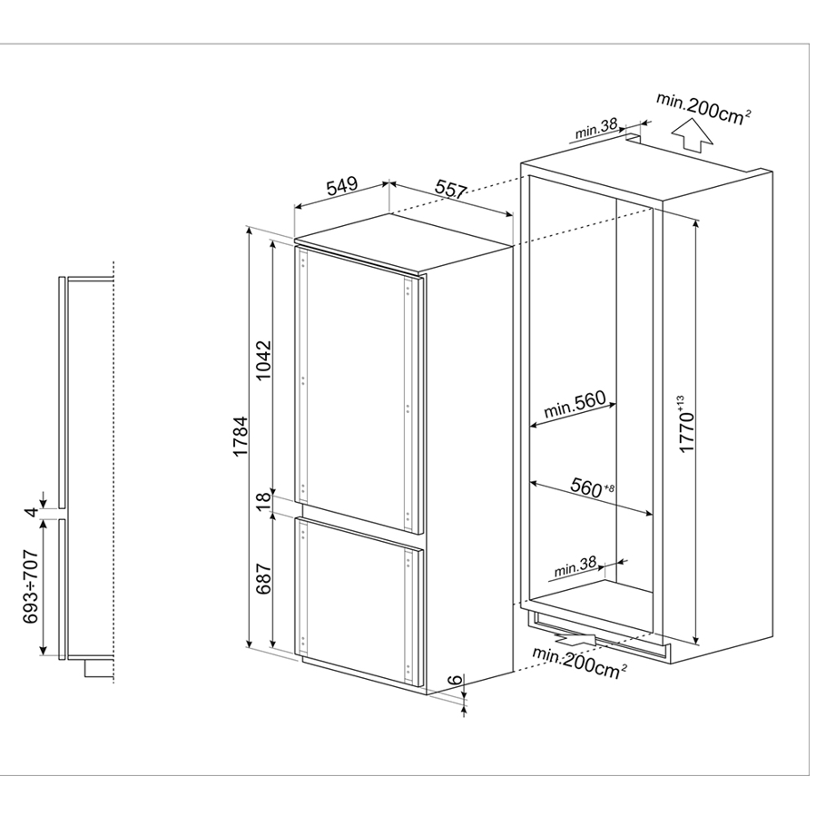Ugradbeni hladnjak Smeg C9174DN2D