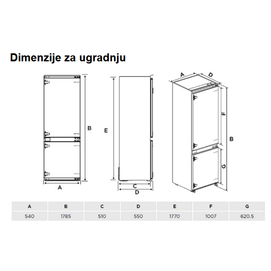 Ugradbeni hladnjak Vivax CFRB-271ELF