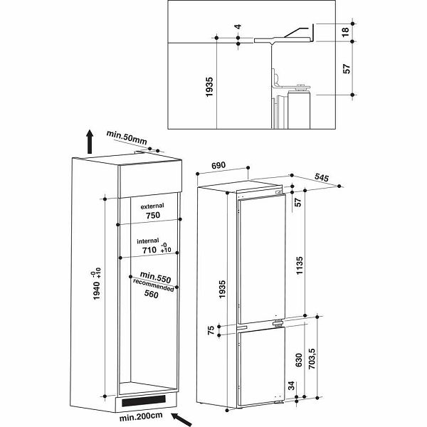 Ugradbeni hladnjak Whirlpool SP40 802 EU - 69cm širine