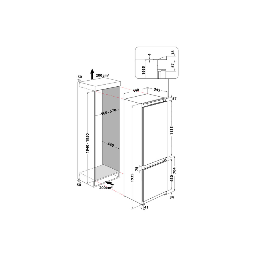 Ugradbeni hladnjak Whirlpool WHC20D031B1