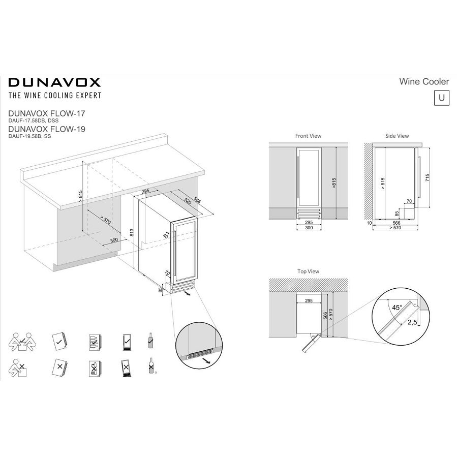 Ugradbeni hladnjak za vino Dunavox DAUF-17.58DB