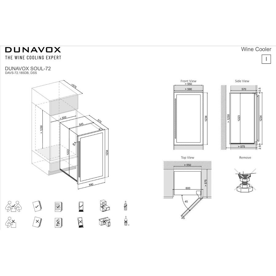Ugradbeni hladnjak za vino Dunavox DAVS-72.185DSS