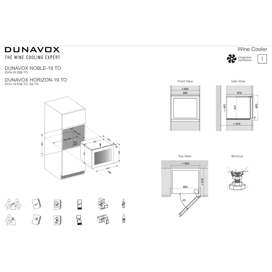 Ugradbeni hladnjak za vino Dunavox DVH-19.50B.TO