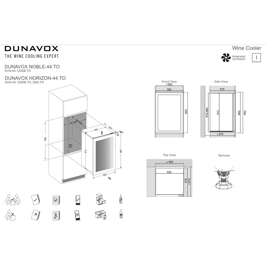 Ugradbeni hladnjak za vino Dunavox DVH-44.120DB.TO