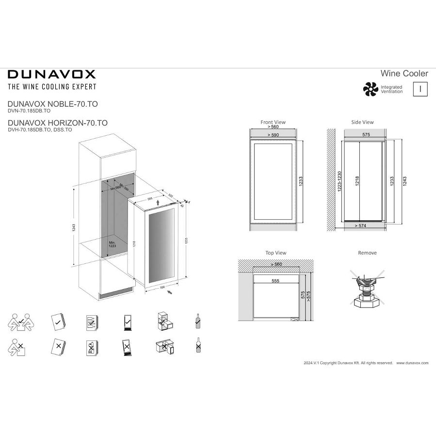 Ugradbeni hladnjak za vino Dunavox DVH-70.185DB.TO
