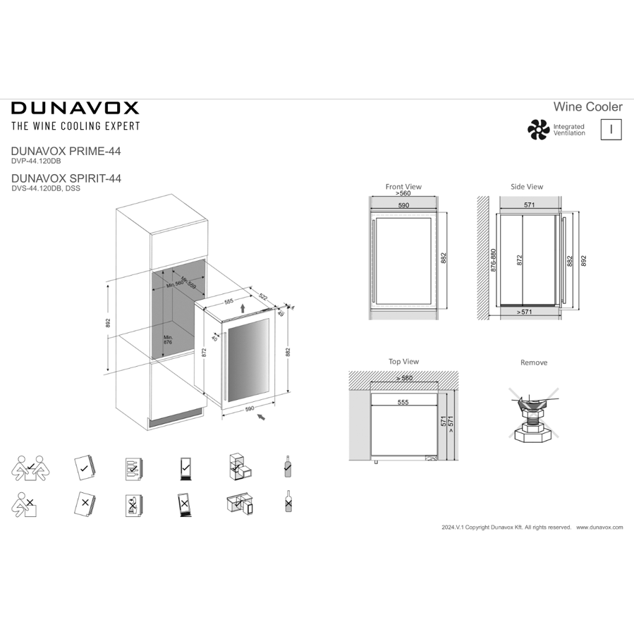 Ugradbeni hladnjak za vino Dunavox DVS-44.120DB