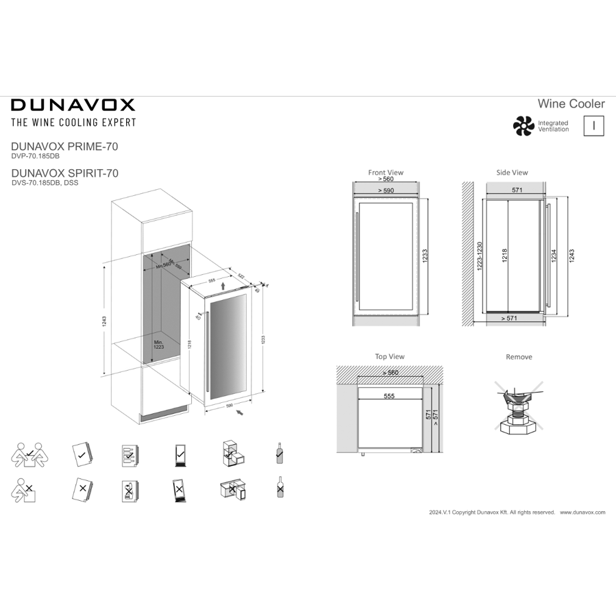Ugradbeni hladnjak za vino Dunavox DVS-70.185DB