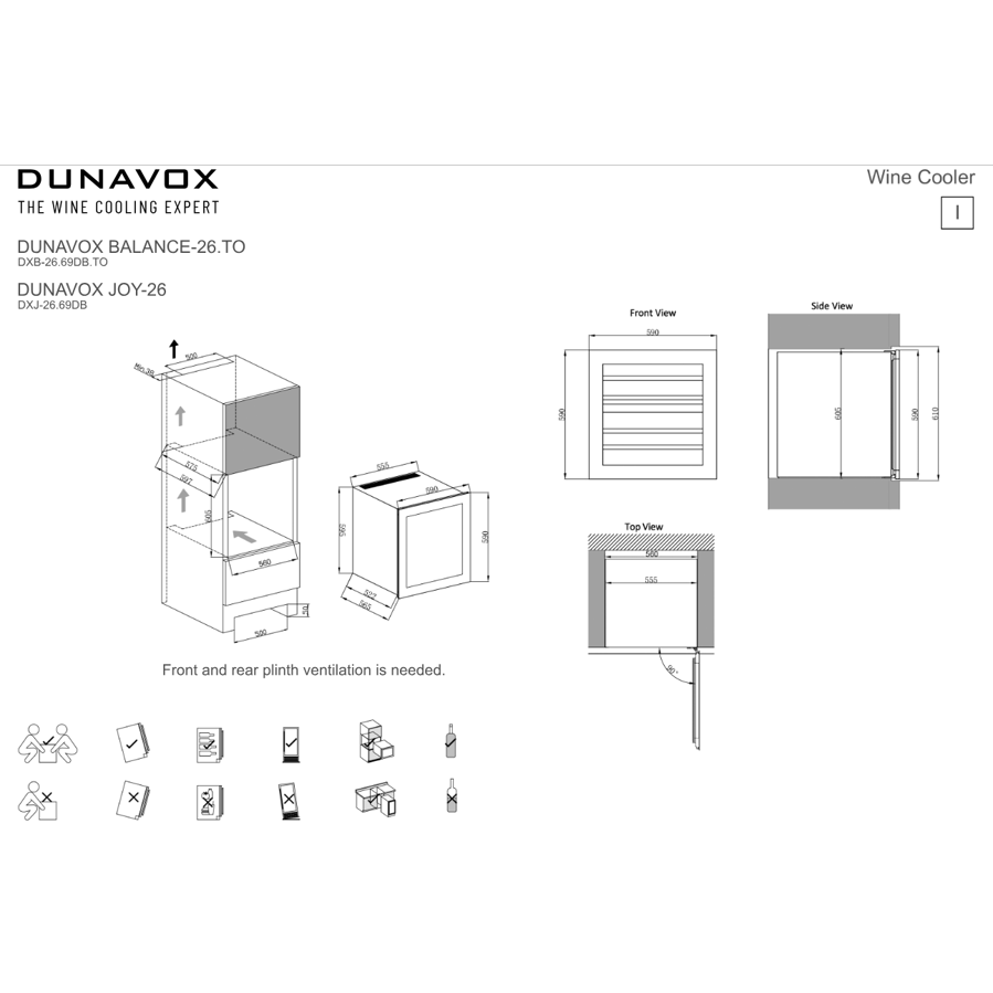 Ugradbeni hladnjak za vino Dunavox DXB-26.69DB.TO