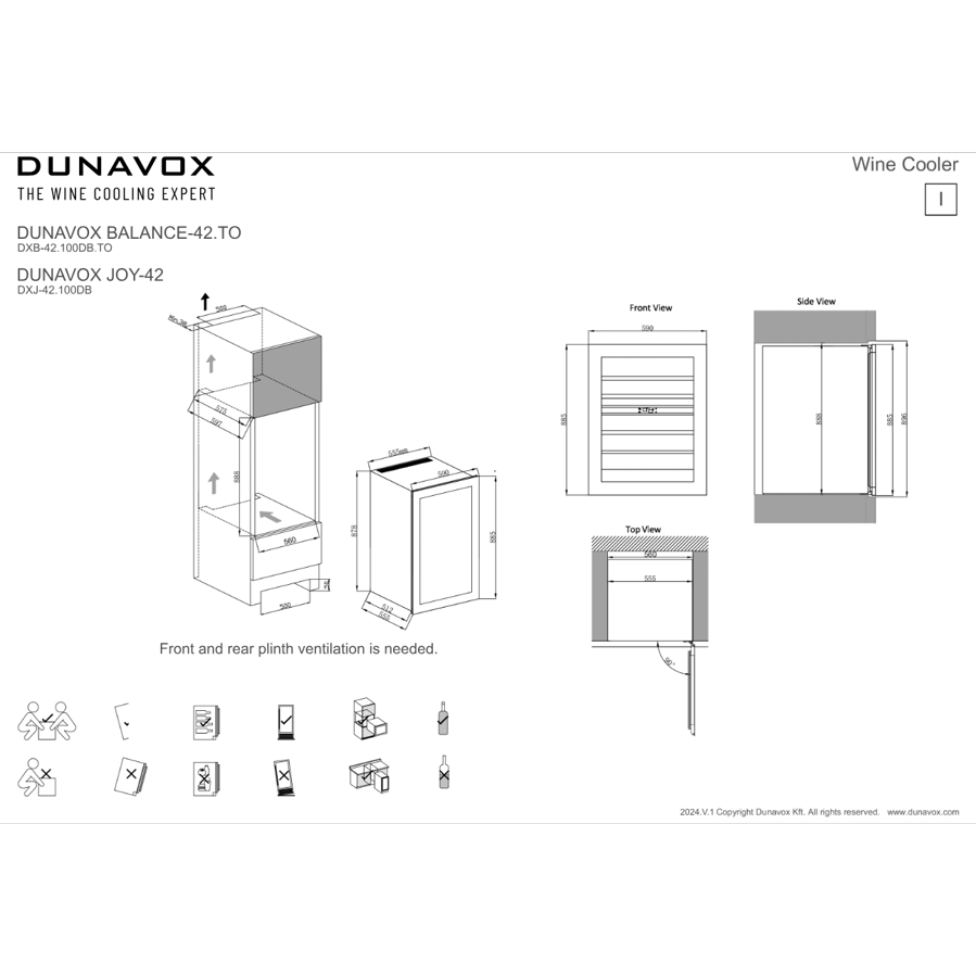 Ugradbeni hladnjak za vino Dunavox DXB-42.100DB.TO