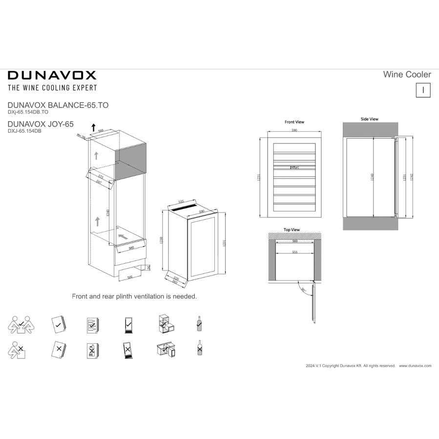 Ugradbeni hladnjak za vino Dunavox DXB-65.154DB.TO