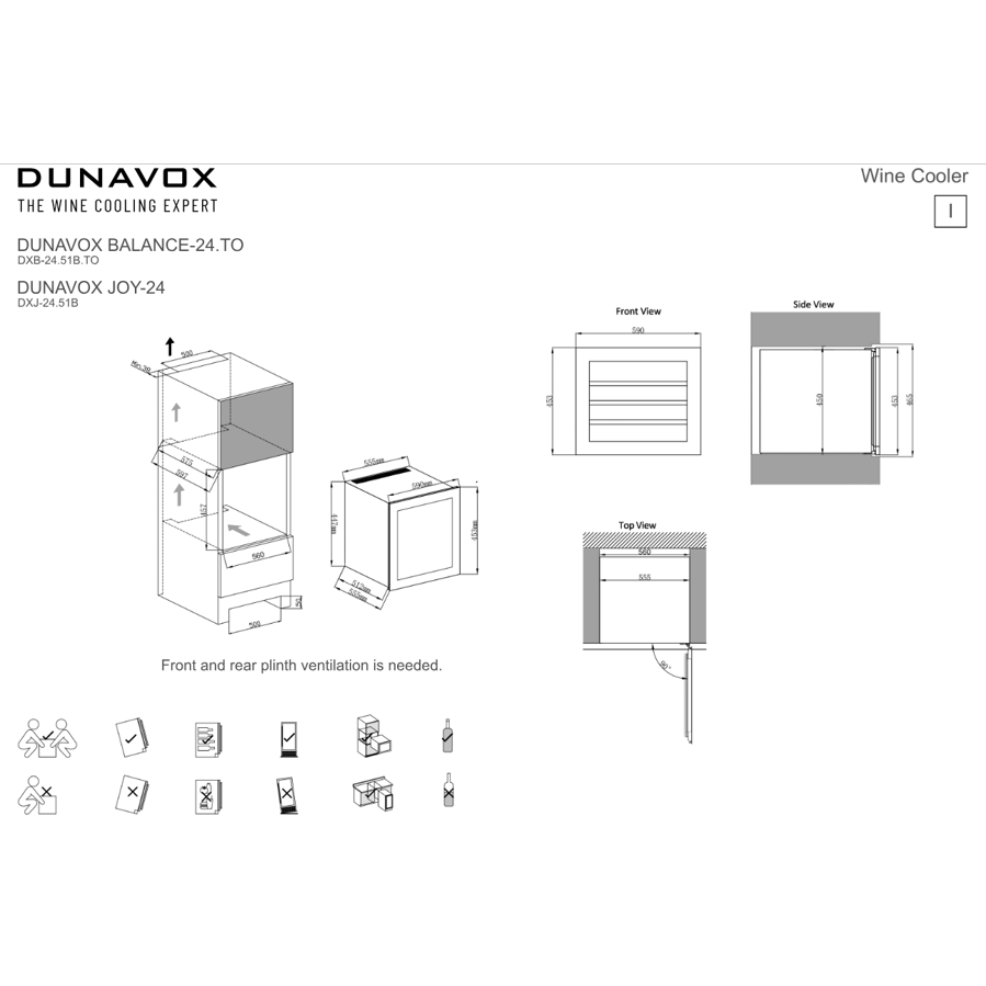 Ugradbeni hladnjak za vino Dunavox DXJ-24.51B