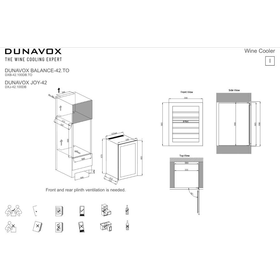 Ugradbeni hladnjak za vino Dunavox DXJ-42.100DB