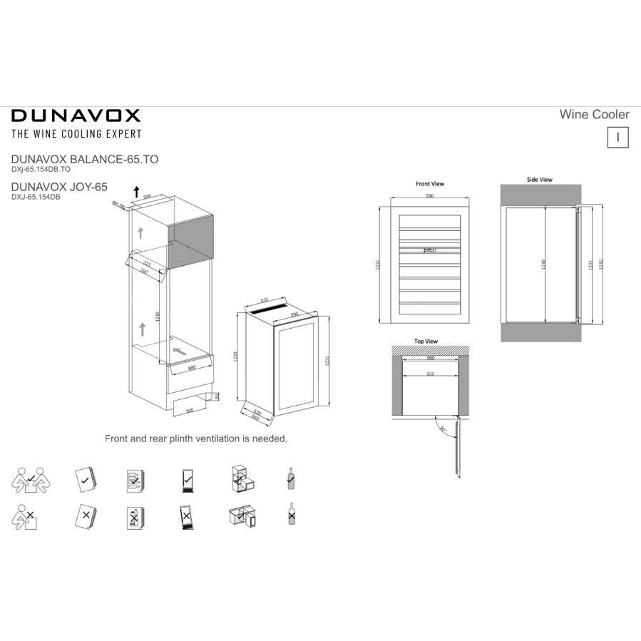Ugradbeni hladnjak za vino Dunavox DXJ-65.154DB