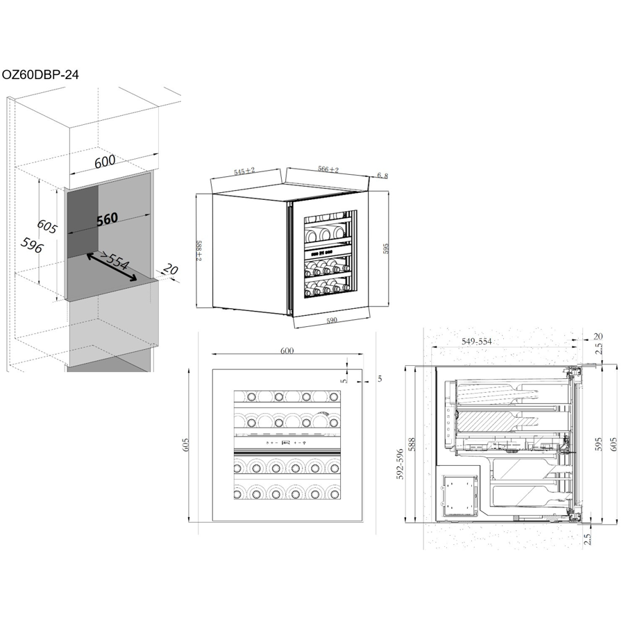 Ugradbeni hladnjak za vino Temptech OZ60DBP-24