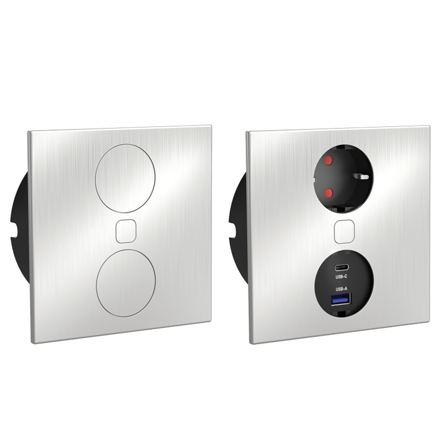 Utičnica ugradbena HPF Duplex-Q nehrđajući čelik 1xSchuko + USB A/C 0144301202