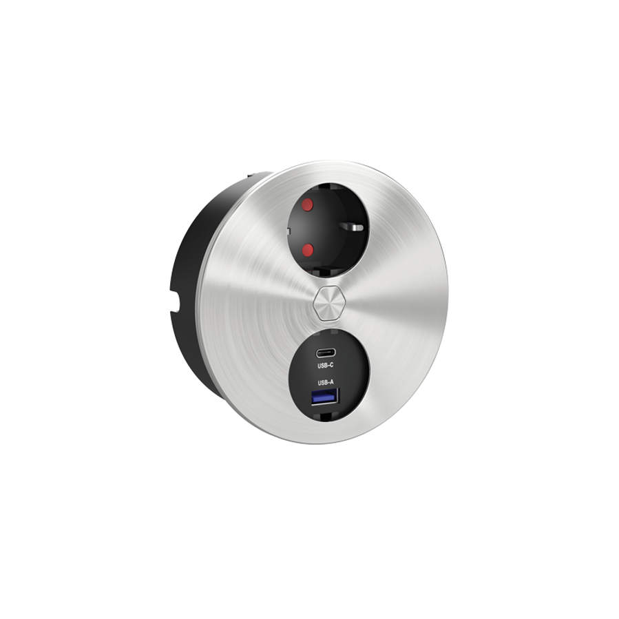 Utičnica ugradbena HPF Duplex-R nehrđajući čelik 1xSchuko + USB A/C 0144301102