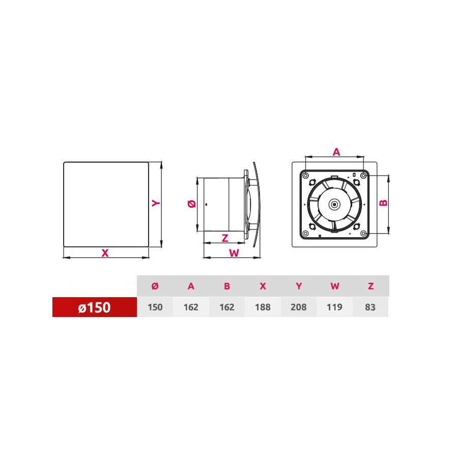 Ventilator Awenta WEI150H s odgodom gašenja i senzorom vlažnosti