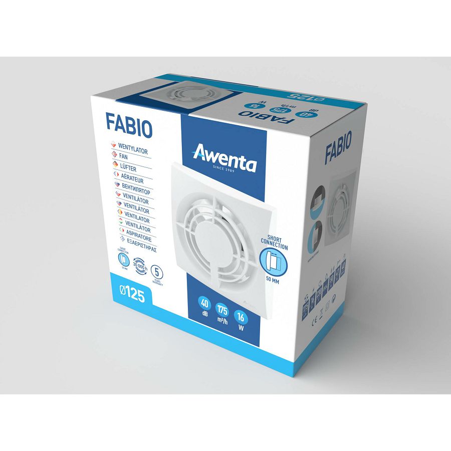 Ventilator Awenta WFB125T plitka ugradnja s odgodom gašenja