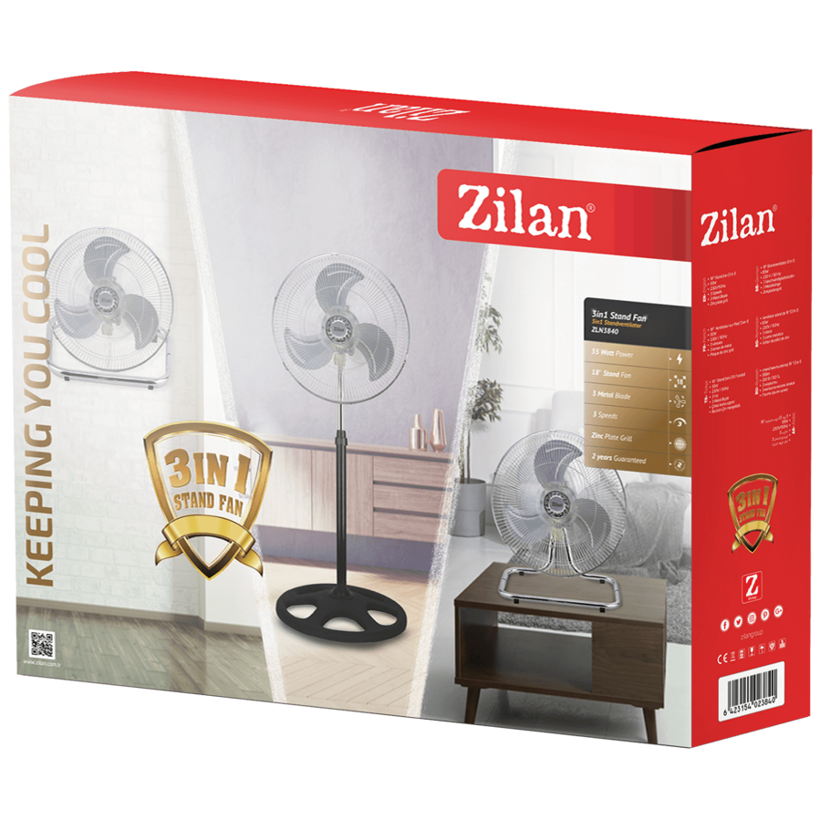 Ventilator stajaći/podni/zidni Zilan ZLN3840 50cm 55w