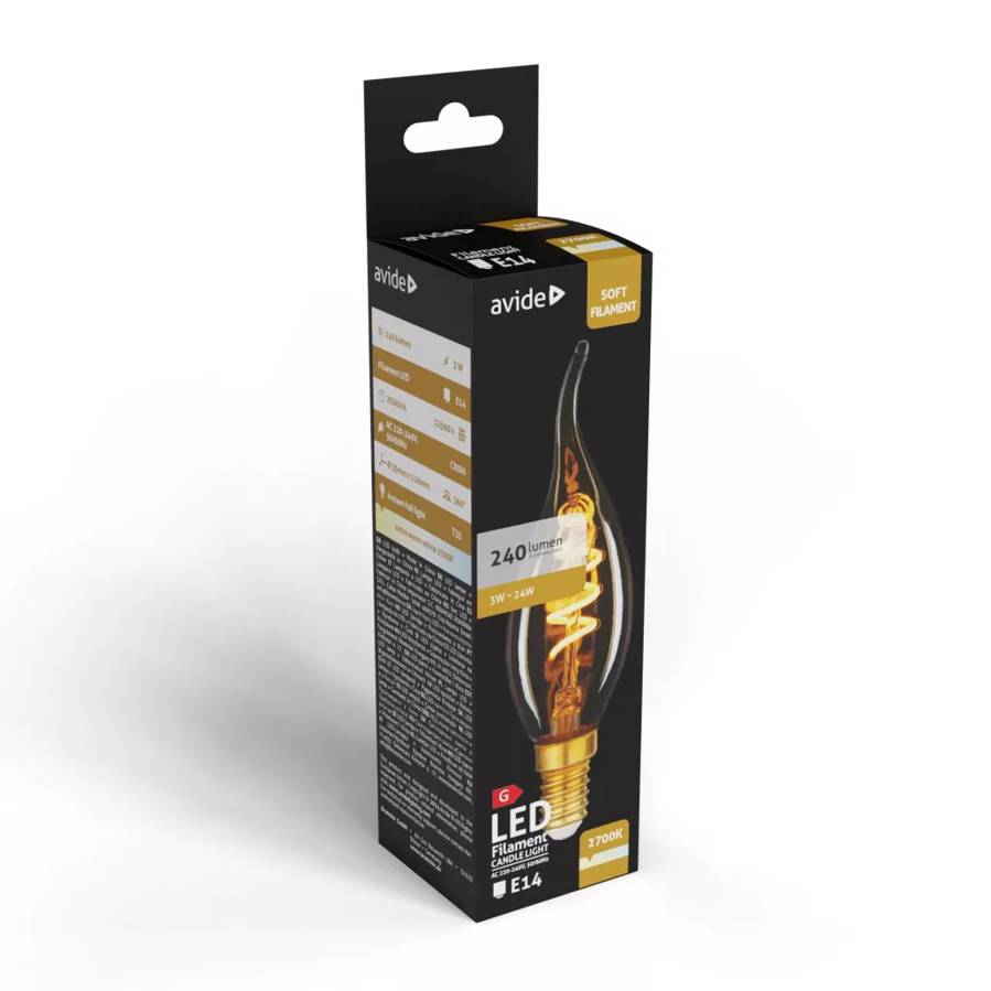 Žarulja LED Avide Candle E14 3W 2700K 240lm ABLSFCFL14EW-3W