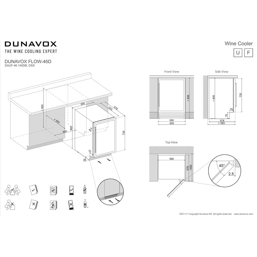 Podpultni hladnjak za vino Dunavox DAUF-46.145DSS